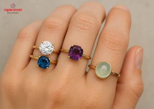 Diamond and gemstone rings worn on the hand